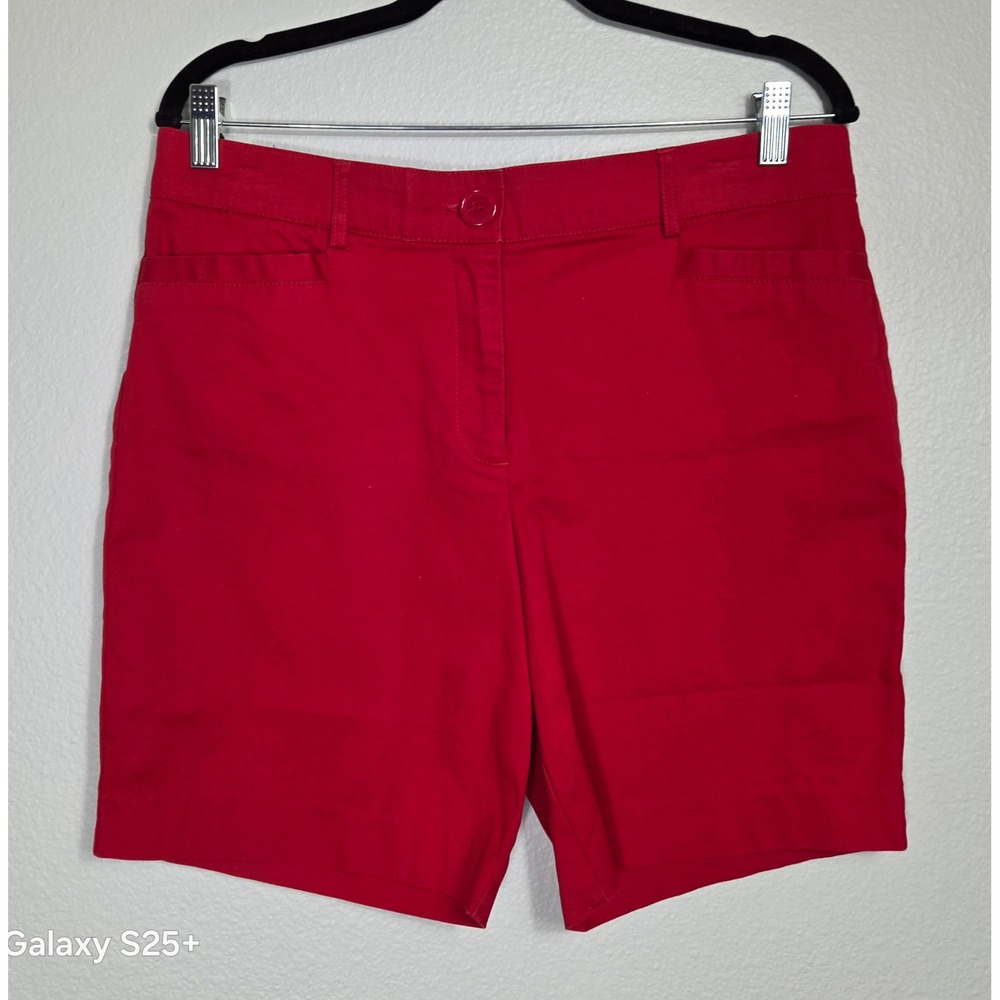 Counterparts Womens Red Chino Shorts Size 12P Petite Flat Front Pockets Casual